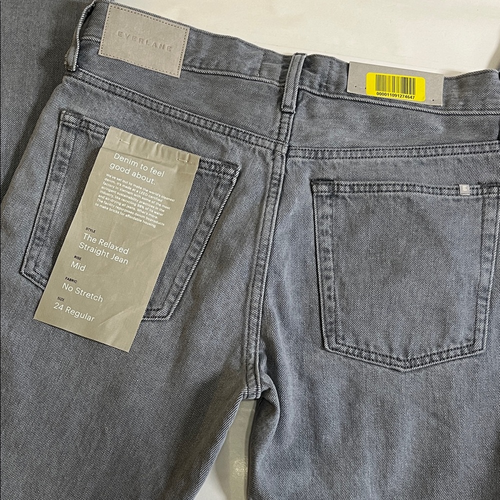 Everlane The Relaxed Staright Jean Grey Mid Rise No Stretch Size 24 New with tag